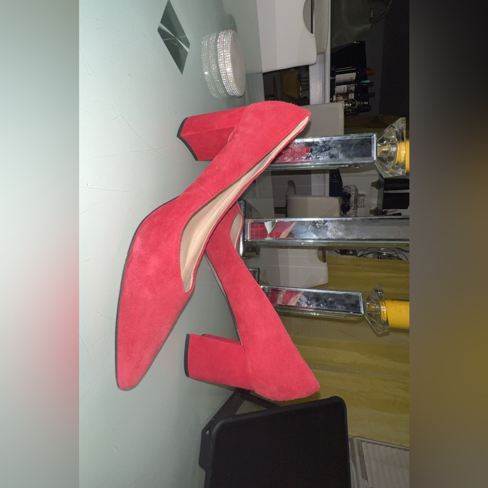 Marc Fisher Red Suede Block Heel Shoes